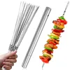 Tools 10/15Pcs Stainless Steel Barbecue Skewer Reusable BBQ Skewers Kebab Iron Stick For Outdoor Camping Picnic Cooking