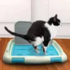 Cão vestuário portátil pet gato treinamento bandeja de toalete esteira interior treliça filhote de cachorro potty bedpan pee pad acessórios para cães gatos produzir