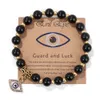 Turks Blauwe Boze Oog 8mm Lava Kallaite Kralen Handgemaakte Elasticiteit Armband voor Mannen Vrouwen Yoga Reiki Sieraden