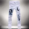 Hela 2016 White 3D Printed Men Jeans Homme Unique Man Printing Jeans Cotton Large Size 40 38 Skinny Jeans For Men Denim Pants303e