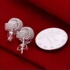 Brand new high quality 925 silver tennis stud earrings fashion gift jewelry 15pair lot2676