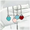 19Mm Heart Necklace Womens Stainless Steel Fashion Pendant Pink Green Red Couple Jewelry Valentine Day Gifts Girlfriend Wholesale Drop Deliv