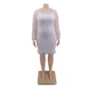 Grundlegende Freizeitkleider 2023 Afrikanisches Kleid für Frauen Übergröße 4XL 5XL Weiß Minilänge Mantel Slash Neck Langarm Sexy Club Night Robe 230915