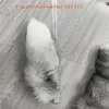 40 cm 16 -Long 100% verklig äkta Cross Fox Fur Tail Keychians Plush Pom Poms Cosplay Toy Keyrings Car Keychain Bag Charm Tasse310u