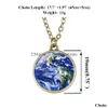 Pendant Necklaces Eight Planet Space Glass Ball Necklace Glow In The Dark Sun Earth Sphere Solar System Galaxy Jewelry Gift Drop Deliv Dhaib