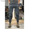 Herenbroeken Herenbroeken Camo Marineblauwe broek Man Harem Y2K Tactisch Militair Cargo voor heren Techwear Hoge kwaliteit Outdoor Hip Hop Werk Gestapelde broeken 230524 L230915