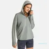 L-185 Kvinnor Yoga Coat Hoodie Upf-kläder som driver Rashguard Ice Silk Quick Torkning Utomhus Sportsutslag Gakter Fritid bergsbestigning
