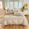 Ensembles de literie ultra doux au toucher, housse de style floral, ensemble à volants en coton, couette simple ou double, 200x230