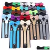 Hängslen Personlig ADT Suspender med bowtie modemän BOW TIE Set Women hängslen flickor Justerbara band Tillbehör Drop Delivery Dhnor