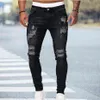 Jeans skinny noirs hommes jeans déchirés mâle 2021 nouveau trou décontracté été rue hip hop pantalon en denim mince homme mode pantalon de jogging H2759