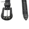 Bälten lyxbälte bälten män kvinnor strassbälte för jean western cowgirl cowboy crystal pin buckle mode diamantbälte 230915