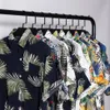 Verão hong kong estilo casual camisa fina floral impressão digital praia solta masculina de manga curta304y