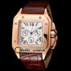 42mm 100 W20090X8 W20091X7 Montres Cadran Blanc Miyota Quartz Chronographe Montre Pour Homme Boîtier En Or Rose Chronomètre Bracelet En Cuir Marron Hi314I