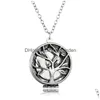 Pendentif Colliers Nouvel arbre de vie Collier d'aromathérapie ouvert diffuseur d'huile essentielle médaillon flottant pour femmes hommes bijoux de mode A Dhkux