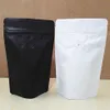 50pcs Matt Black White Stand up Aluminum Foil Valve Ziplock Bag Coffee Beans Storage Bag One-way Valve Moistureproof Pack Bags 201261l