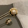 Trend Vintage Pearl Flower Stud Earrings Women Plated 18k Gold Exquisite Earrings Charm Female High Quality Earrings Jewelry Wedding Party Anniversary Gift