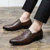 Dress Shoes Crocodile Pattern Leather For Men Classic Italian Casual Party Wedding Loafer Hombre Slip-on Suit Footwear Zapatos