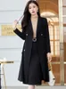 Tvådel klänning svart aprikos kaffekontor damer formell kjol kostym kvinnlig långärmad uppsättning för höst vinter affärsarbete slitage 230914