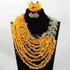 Necklace Earrings Set Amazing Yellow Nigerian Wedding Coral Beads Jewelry Handmade African Irregular Bridal CJ701