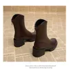 Boots 2023 Fashion Spring and Autumn Women's Chunky Heel Short Pu Material One-foot Platform Large Size 35-40 230922