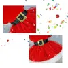 Dog Apparel Christmas Clothes Shiny Netting Santa Claus Pet Cotton Skirt Cute Girl Clothing Red Dresses Cat Holida