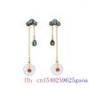 Kolczyki Dangle White Jade Donut Women Ear Studs Charms Naturalne akcesoria