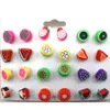 Cute Fruit Shape Earring Studs For Girls Mixed Lot Polymer Clay Earrings 100 Pairs Whole2277