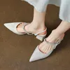 Dress Shoes Women's Sandals Pointed Toe High Heels Slingbacks Crystal Bling Pumps Side Bow Designer Summer Sandalias Mujer