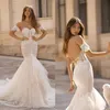 Berta dentelle sirène robes de mariée 2020 chérie tulle appliques robes de mariée balayage train sexy dos nu plage robes de noiva240t