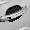 Autocollants de voiture 4pcs / Set autocollant de porte en fibre de carbone résistant aux rayures ER Film de protection de poignée Accessoires de style extérieur Drop Delive Dhtnr