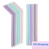 All-Match Silicone Drinking Straw Multi-Color återanvändbar matkvalitet Säkra halmar vikta böjda Straight Straw Home Bar Accessory 6 Färger