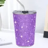 UPS 400ml Copo de suco de palha com glitter Copos isolados a vácuo Copos de aço inoxidável Garrafa de leite gelado Copo de presente para festa Caneca de viagem para meninas JJ 9.15