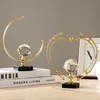 Andere evenementenfeestartikelen Luxe metalen ornamenten kristallen bol sieradenkast desktop gouden decoratie Nordic home luxe 230915