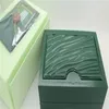 Caixas de relógios de pulso Top Marcas Caixa Verde Papel Para Mens Watch Booklet Card em Inglês Men Whole303V