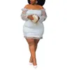 Grundläggande avslappnade klänningar 2023 Afrikansk klänning för kvinnor överdimensionerad 4xl 5xl vit minilängd mantel snedstreck hals långärmad sexig klubbnattrock 230915