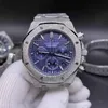 Orologio con movimento al quarzo Vk Cronografo multifunzione Orologi da uomo firmati in acciaio inossidabile argento satinato di alta qualità quadrante blu 280c