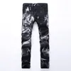 Hommes entiers impression jean genou 3D imprimé noir Rap Biker jean hommes Hip Hop lâche mince loup jean maigre pour hommes Denim pantalon Pl222k