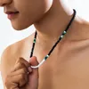 Vita och svarta träpärlor Kort Choker -halsband för män Trendiga små pärlkedjor Tillbehör 2023 Fashion Neck Jewelry