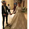 Chamagne-vestido de novia con flores en 3D, vestido de novia largo musulmán con mangas y espalda abierta, vestido de novia de talla grande, imágenes reales 289j