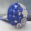 Royal Wedding Bouquets Rose Artificial Sweet 15 Quinceanera Bouquet Crystal Silk Ribbon New Buque De Noiva 37 Colors W228-D S280T