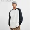 Erkek Hoodies Sweatshirts Plus Boyut Erkekler Sonbahar Yeni Stil Kontrast Renk Raglan Sleeve Japon Sıradan Gevşek Katı Dikiş Üst L230916