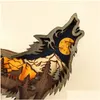 Autre décor à la maison 3D Wild Wolf Craft Laser Cut Bois Matériel Cadeau Art Artisanat Forêt Animal Table Décoration Statues Ornements Chambre Drop Dhnvh