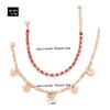 2 datorer Set Pink Crystal Stone Butterfly Pendant Anklets For Women Geometric Foot Chain Summer Jewelry Gifts3099