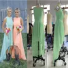 New Beach Chiffon Bridesmaid Dresses Lace Crew Neck High Low Western Country Summer Cheap Plus Size Formal Party Prom Dresses3157