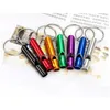 Metal Whistle Keychains Portable Self Defense Keyrings Rings Holder Car Key Chains Accessories Outdoor Cam Survival Mini Tools Promotion Dro