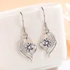 Boucles d'oreilles pendantes DAYIN 925 timbre argent bijoux de mode pour femmes de haute qualité cristal Zircon en forme de coeur creux long gland crochet