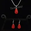 Crystal Jewelry Set 9 Färger Rhinestone Water Drop Shaped Pendant Earrings and Necklace For Party 5 Set Lot Whole324b