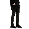 Moda Marca hombres jeans negros flacos rasgados Stretch Slim west hip hop swag denim motocicleta biker pantalones Jogger276W