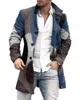 Мужское полушерстяное пальто с воротником-стойкой и 3D-принтом средней длины, повседневное пальто с карманами, европейская и американская зимняя мужская куртка 230915