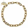 Collana a catena a maglie color oro con rettangolo piatto arrotondato spesso Uomo Donna Gioielli di moda in acciaio inossidabile 1 pezzo1316b